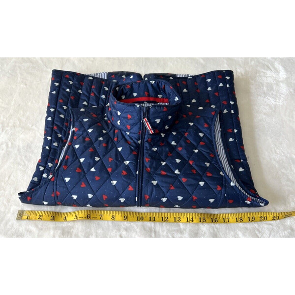 Talbots Diamond Quilted Vest Women’s Sz S Heart Print Zip Pockets Elastic Waist - Picture 3 of 8